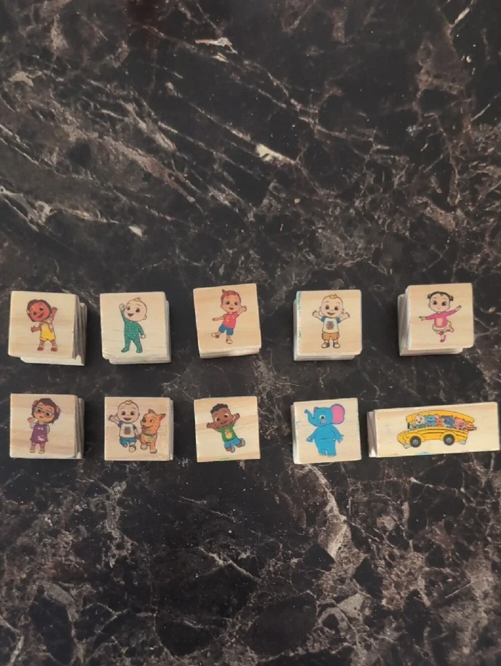 Cocomelon Stamps Set - Colorful Wooden Stamps